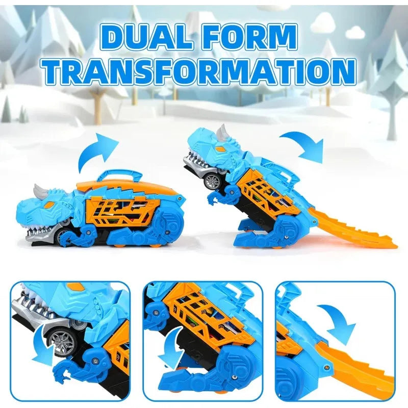 Dinosaur Toys for Kids Boys Ages 3-5, Car Track Set Dinosaur Transport Truck with Diecast Cars