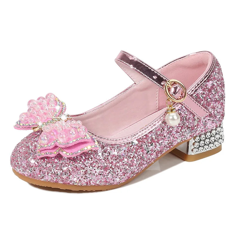 Girls' High Heels Princess Shoes Children's Crystal Showway Performance Shoes