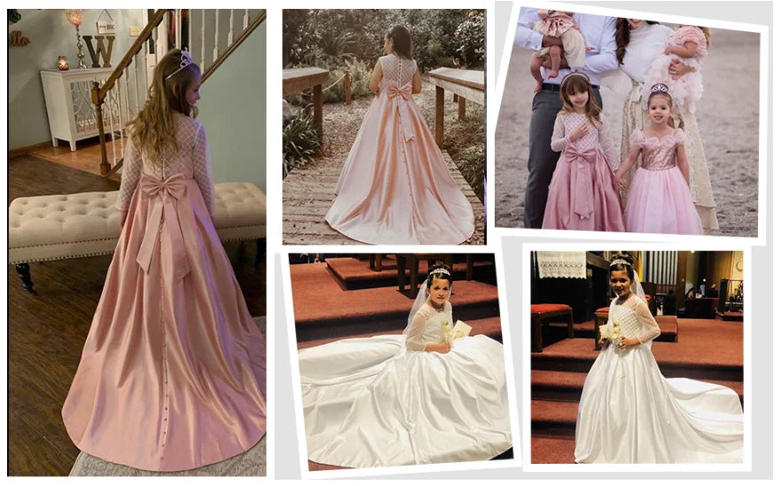 Flower Girl Dress for First Communion - Fancy Lace Style