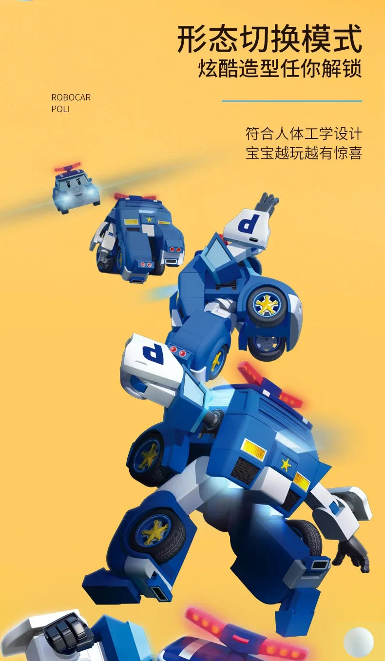 6pcs/set Cartoon Robocars Polis Action Figures Transformation