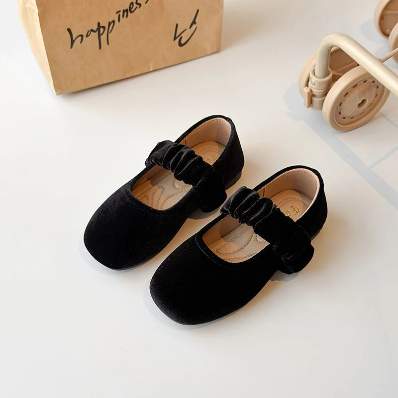 Spring Girl's Casual Shoes Round Toe Shallow Hook-loop Chic Kid's Flat Shoe Solid Colors Anti-slip Daily Comfy Children Shoe