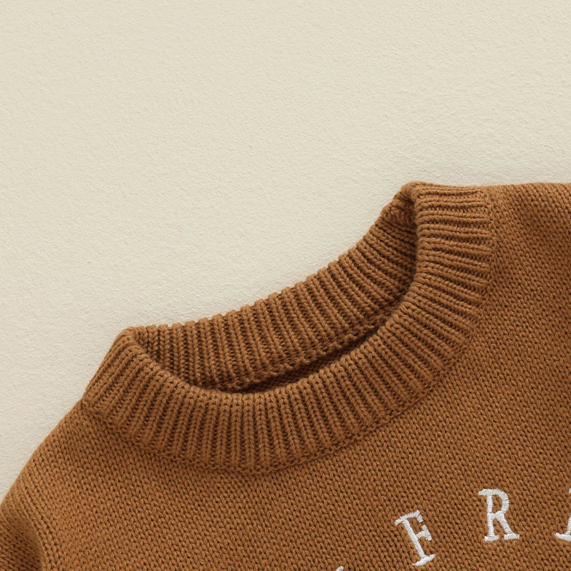 Anuel Letters Pumpkin Embroidery Sweater - GuGuTon baby store - Baby Fashion - Toddlers Outfits - Babies Outfits - Toddler Clothes - Kids Clothing - Newborn Clothes - Newborn Wear - Kids Wear - Trending Clothes - Trending Outfits - Fall Fashion - Winter Fashion - Girls Clothes - Boys Clothes - Babies Wear - Kids Accessories - KidsWear - Summer Clothes - Summer Fashion - Summer Trend - Falls Sweaters - Tops - Bottom - Jeans - Blouse - Dresses - Newborn Dresses - Toys