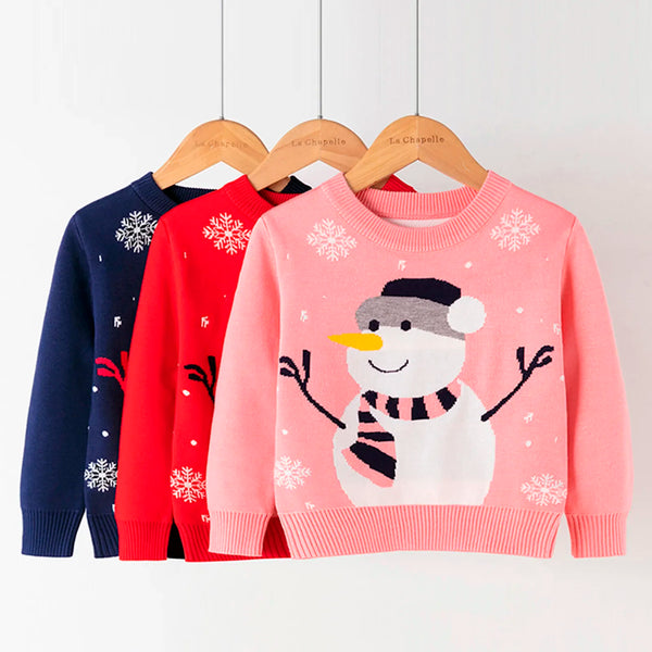 Enzo Christmas Cartoon Snowman Prints Sweaters