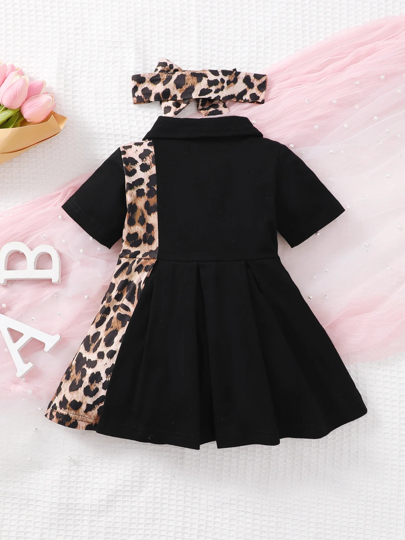 Kiarra Cute Baby Girls Summer Leopard Print Dress