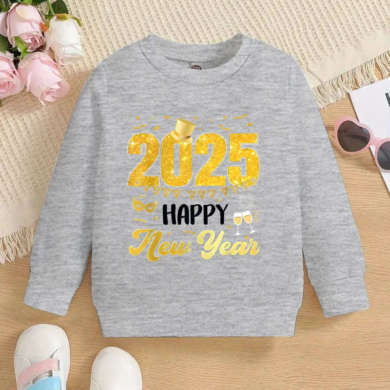 Tony 2025 Happy New Year Print Sweater - GuGuTon baby store - Baby Fashion - Toddlers Outfits - Babies Outfits - Toddler Clothes - Kids Clothing - Newborn Clothes - Newborn Wear - Kids Wear - Trending Clothes - Trending Outfits - Fall Fashion - Winter Fashion - Girls Clothes - Boys Clothes - Babies Wear - Kids Accessories - KidsWear - Summer Clothes - Summer Fashion - Summer Trend - Falls Sweaters - Tops - Bottom - Jeans - Blouse - Dresses - Newborn Dresses - Toys