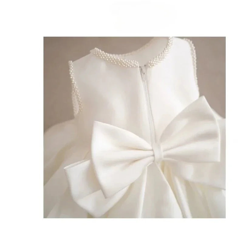 Baby Girl Dress For 1st Birthday, Piano Performance In White  Princess Dress