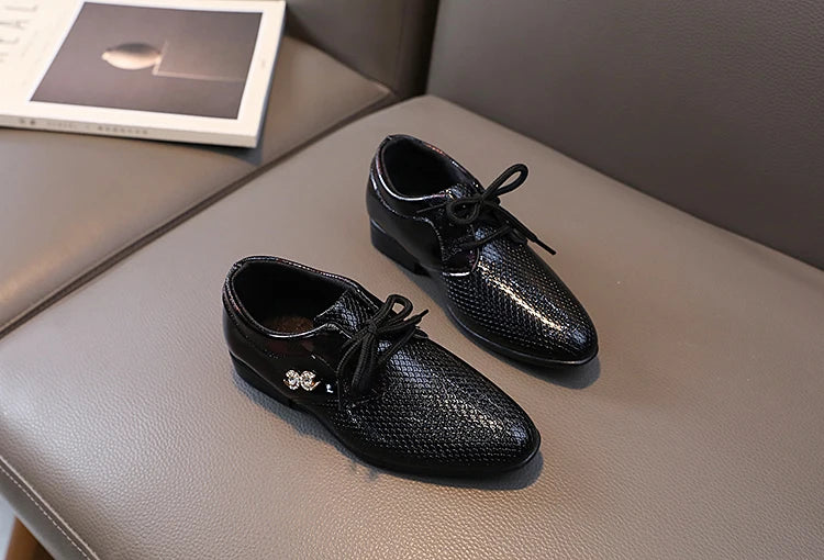 Boy Pointed Leather Shoes Children's British Black Shoes Students Leisure White Show Leather Shoes Boy' Shoes size 21-36