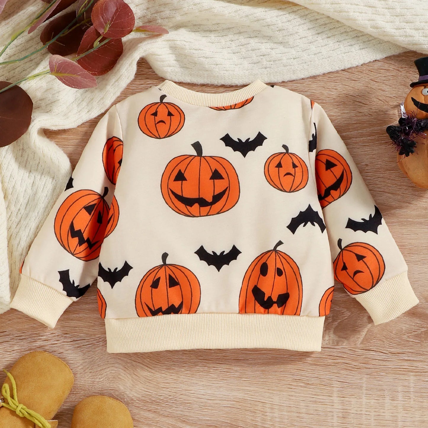 Enzo Halloween Long Sleeve Pumpkin Prints Sweater