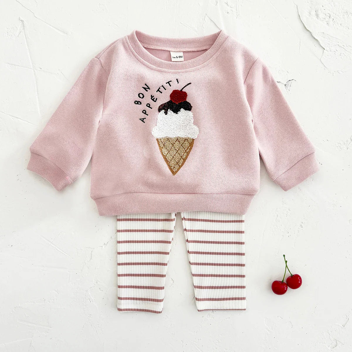 Victoria Cherry Ice Cream Stripe Set