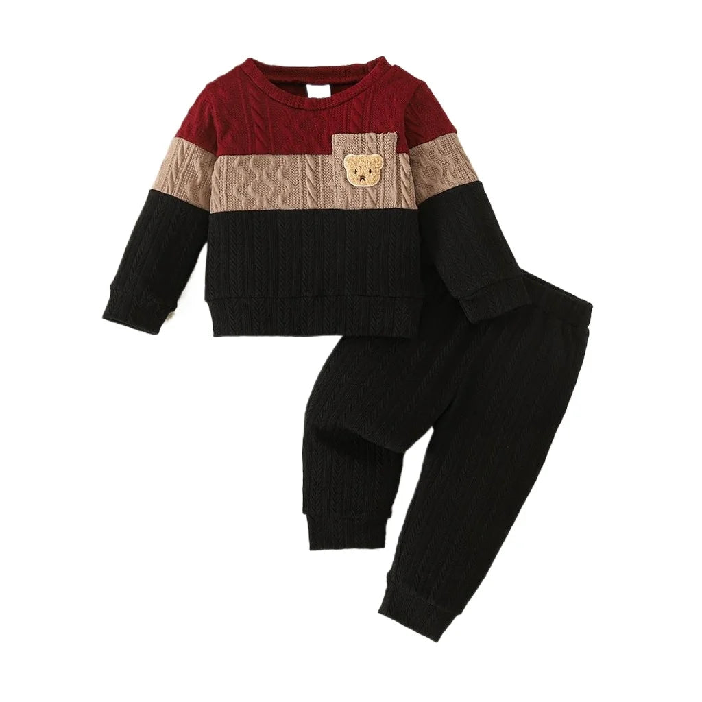 Boy Clothing Set Spliced Top & Pants for Toddlers