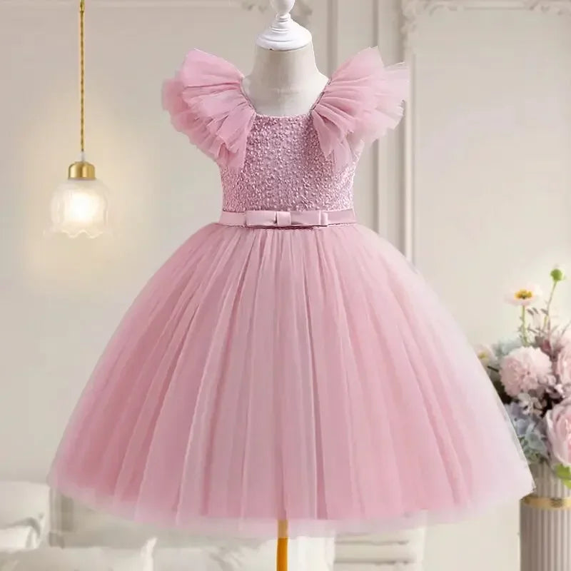 Baby Girls Bridesmaid Dress New Ruffles Lace Pageant Gown Girl Dress