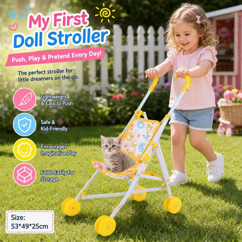 Trendy Interactive Dolls Pram Play Toys Plastic Doll Handcart Stable Baby Stroller for Boys Girls Babies