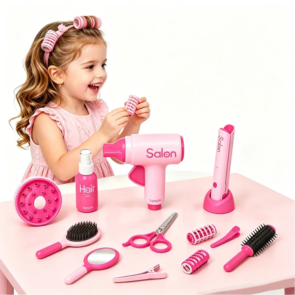 Kids Hair Salon Styling Kit Pretend Play Toys,Beauty Salon Playset for Toddler Girls 3+