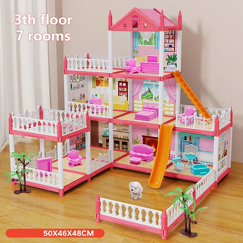 3D Assembly Diy Mini Toy House Accessories Villa Princess Castle Girl Birthday Gift Assembly Toy House
