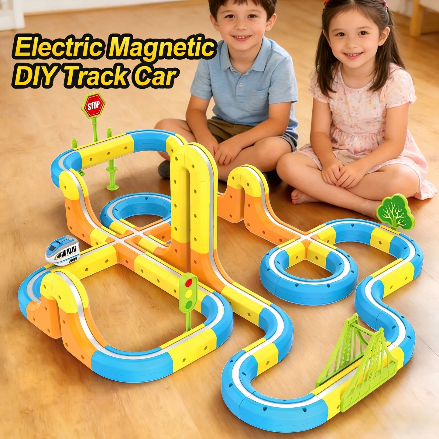 Electric Magnetic DIY Track Car, Parent-Child Interaction, Multiple Play Styles