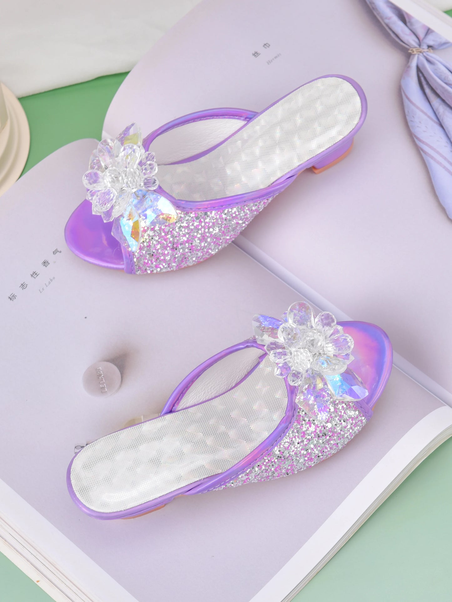 Brielle Girls Crystal Slippers High Heels - Perfect for All Seasons