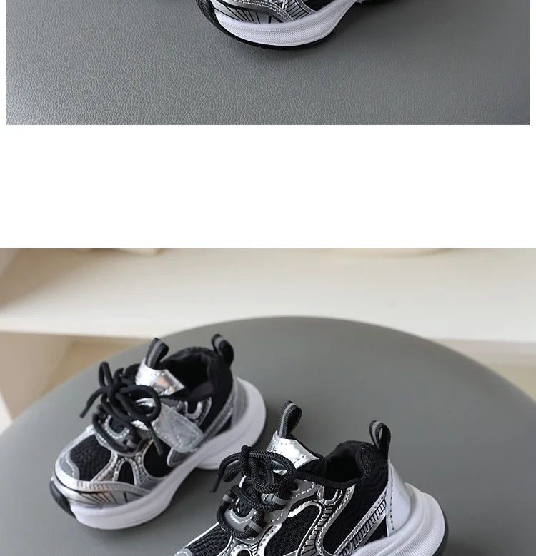 Girls' Sports Shoes 2026 New Style Soft Sole Children's Casual Shoes Fashionable Breathable Stripe Dad Shoes for Kids Boy