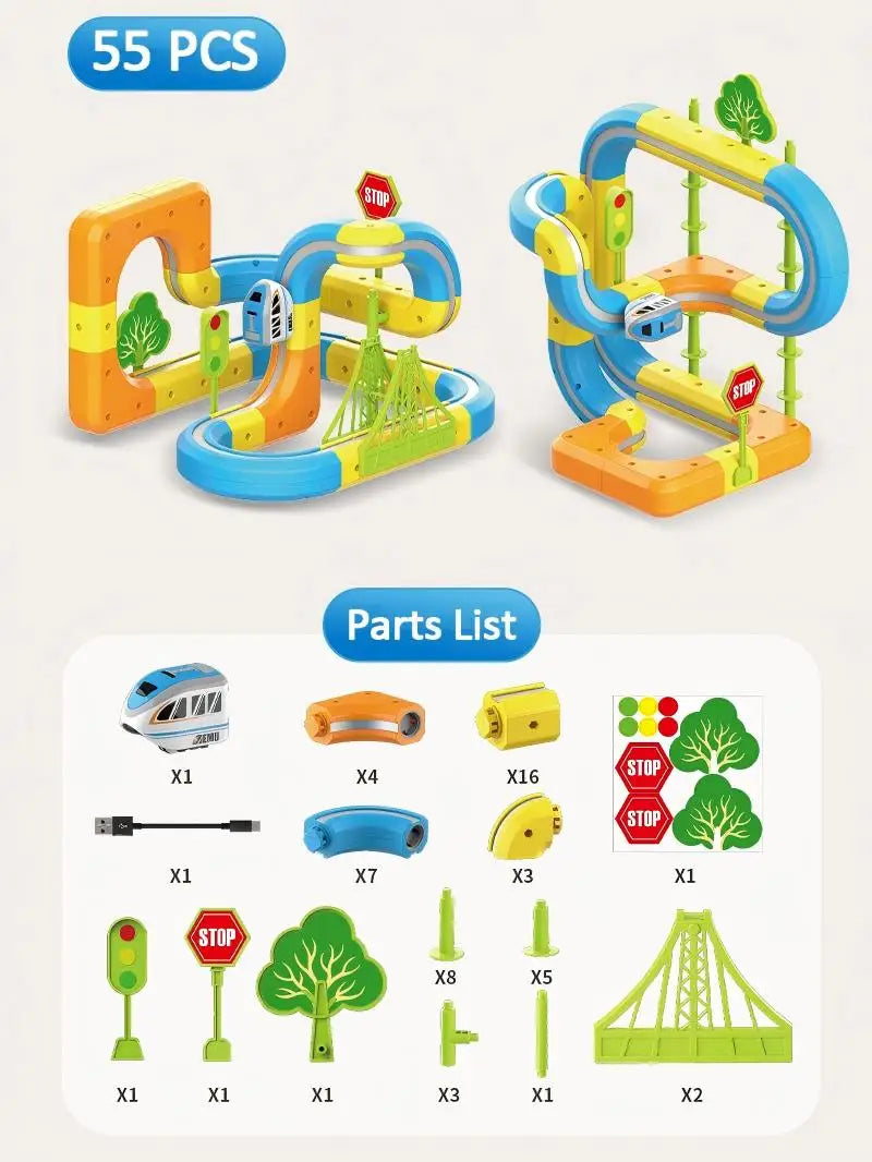 Electric Magnetic DIY Track Car, Parent-Child Interaction, Multiple Play Styles