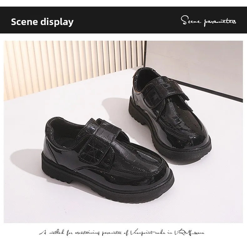 Boys Leather Shoes Spring Autumn Fashion Kids Soft Sole Shoes School Student Performance Flats Big Children's Shoes Black Formal
