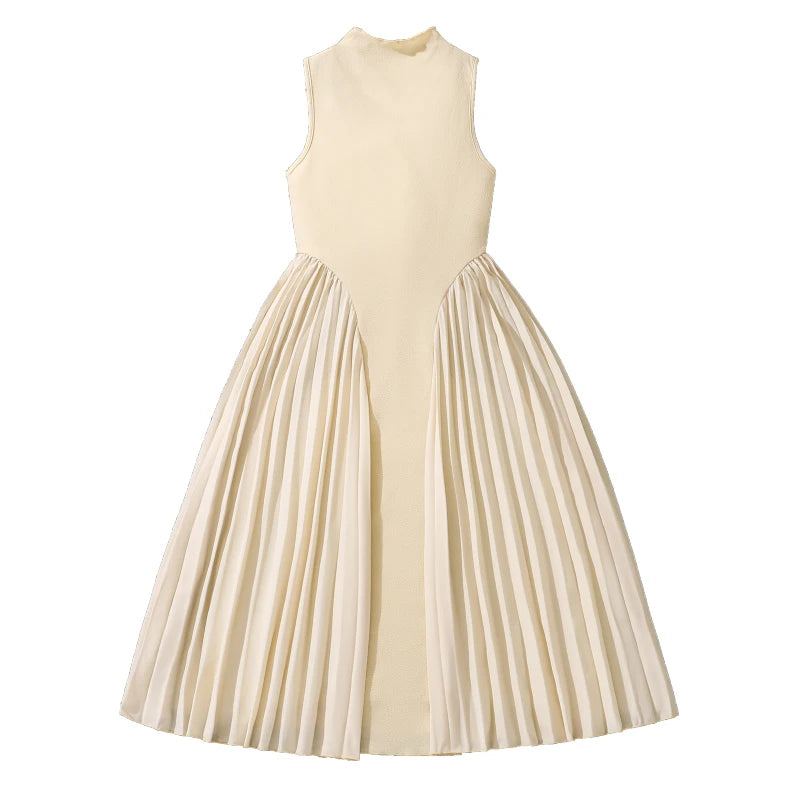 Kaia Beige Sleeveless A-Line Dress for Girls 8-12 Years