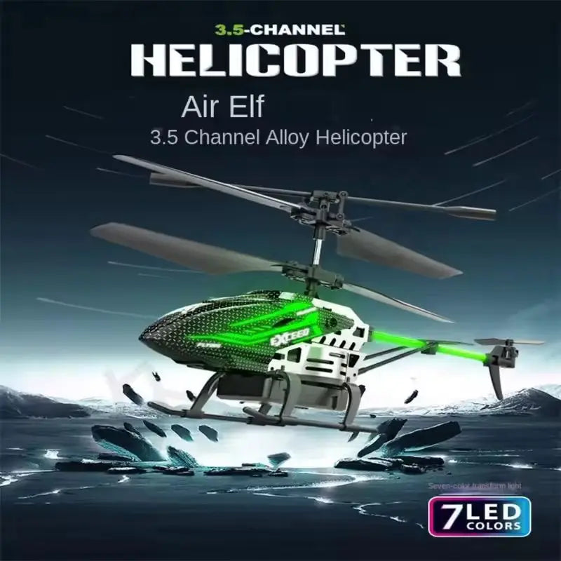 New 7-Color LED Alloy RC Helicopter: USB Rechargeable, Fixed Height