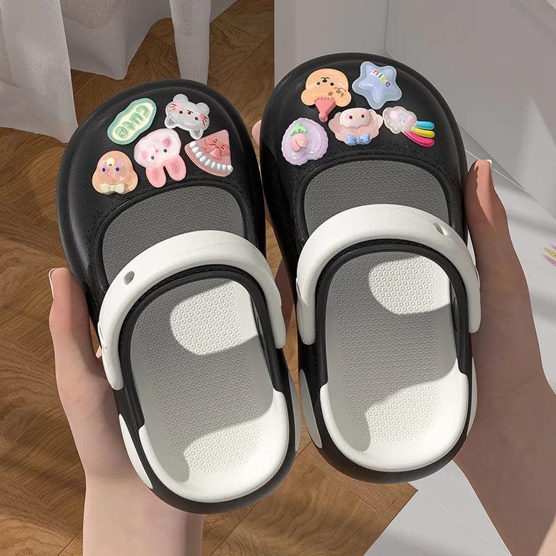 Girls sandals Mules  Cartoon  baby Slippers Flat Summer Children's Garden Kids Girl Shoes