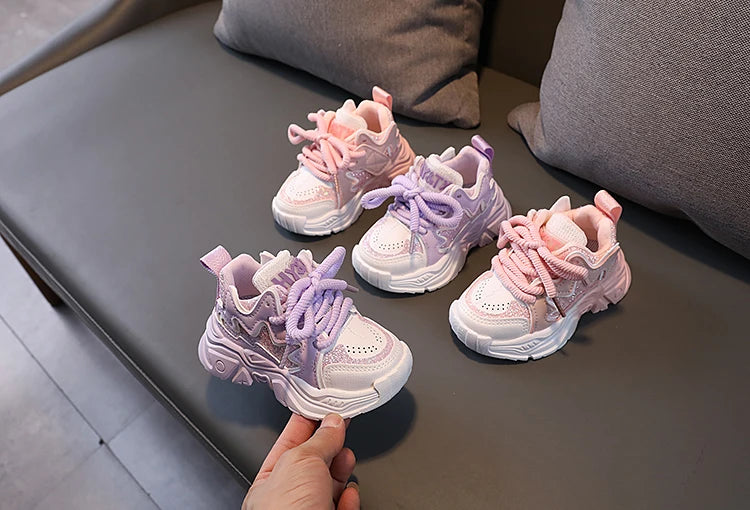 Children's Shoes 2026 New Toddler Girls Sport Shoes Soft Sole Breathable Outdoor Tennis Fashion Kids Sneakers EU21-30