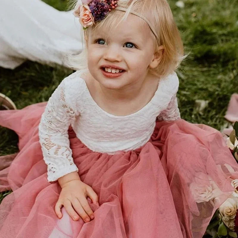 Elegant Festival Dress Lace Vacation Dress for Girls 6m To 12 Years Old