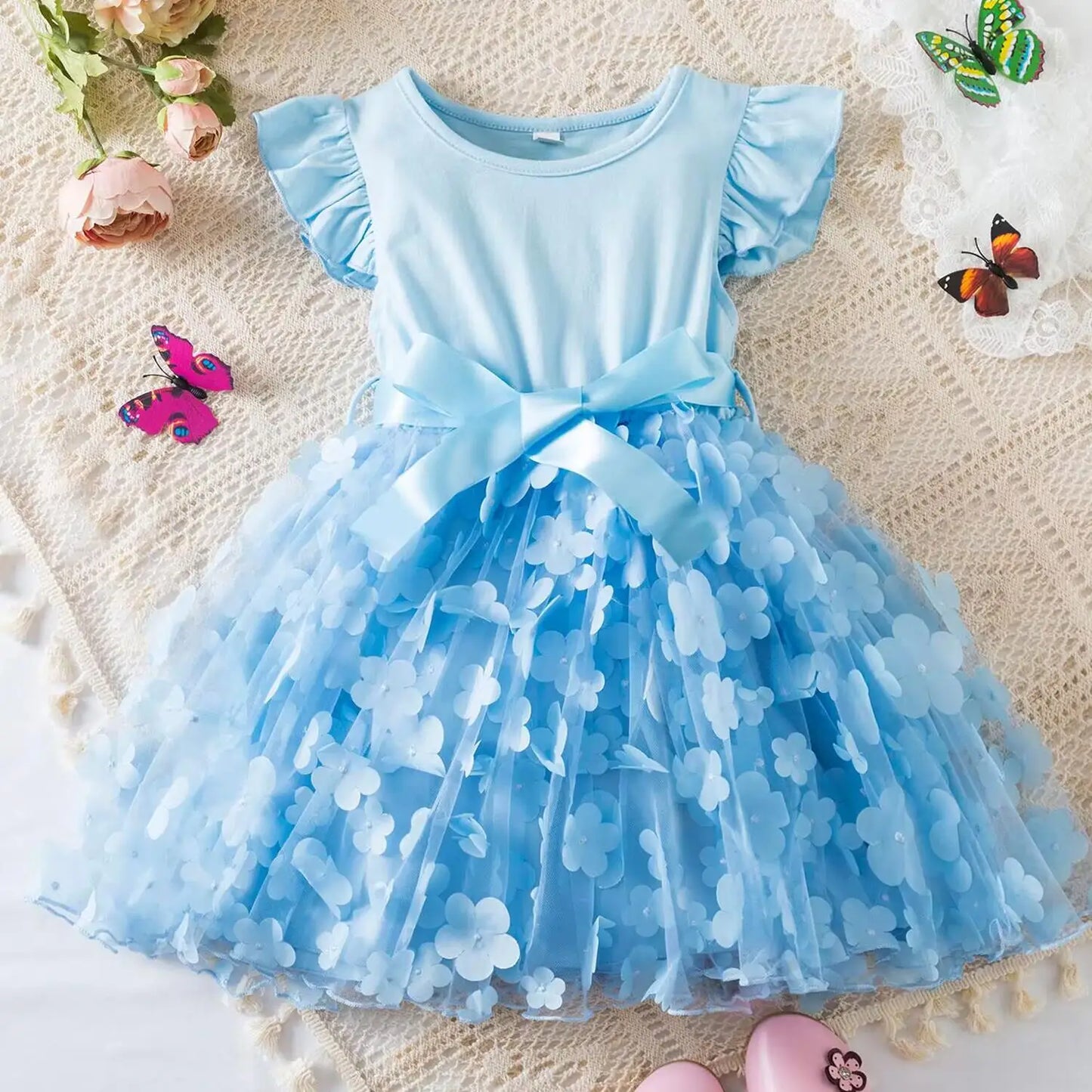 Girls Summer Dress with Butterfly for Ages 2-6