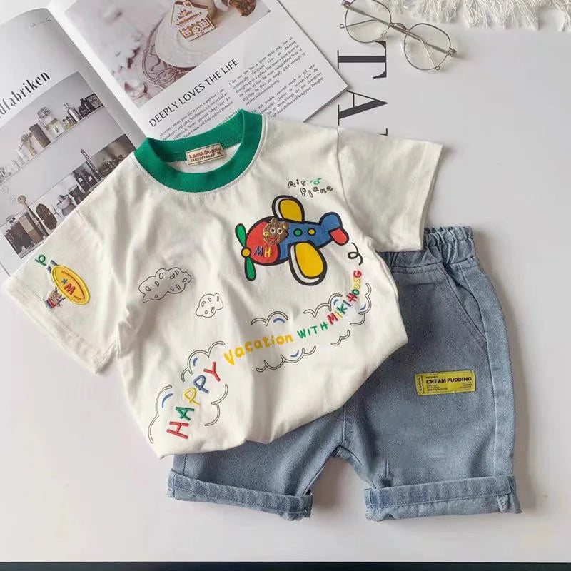 Troy Cotton Cartoon Print Short Sleeve Tees - GuGuTon baby store - Baby Fashion - Toddlers Outfits - Babies Outfits - Toddler Clothes - Kids Clothing - Newborn Clothes - Newborn Wear - Kids Wear - Trending Clothes - Trending Outfits - Fall Fashion - Winter Fashion - Girls Clothes - Boys Clothes - Babies Wear - Kids Accessories - KidsWear - Summer Clothes - Summer Fashion - Summer Trend - Falls Sweaters - Tops - Bottom - Jeans - Blouse - Dresses - Newborn Dresses - Toys