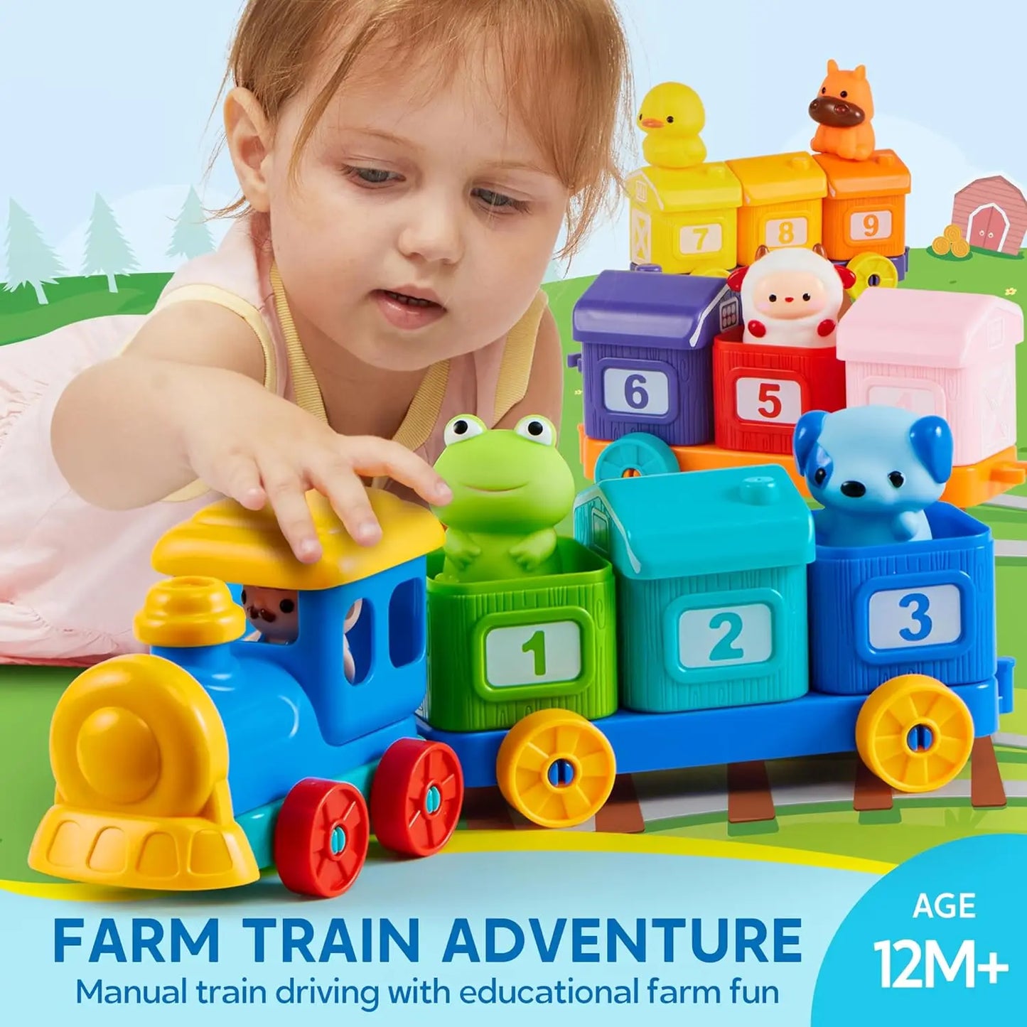 JOYFY Learning Farm Train Counting Matching & Sorting Montessori