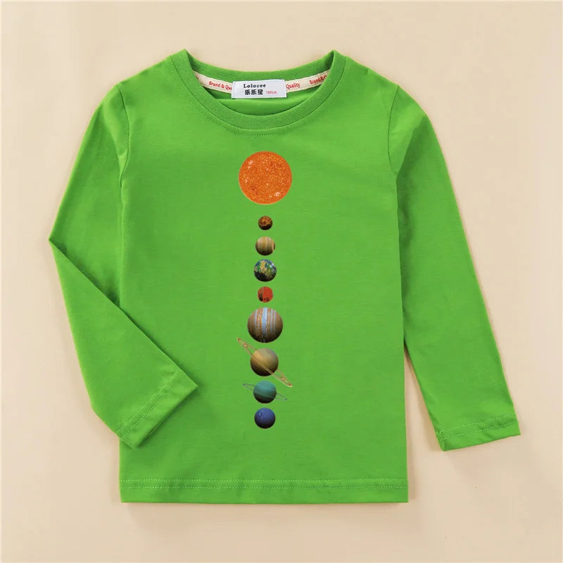 Olivia Casual T-shirt Solar System Pattern Tops Baby Boys Cotton Fashion