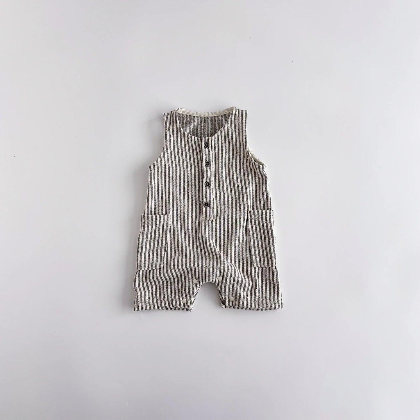 Striped Sleeveless Short Jumpsuit