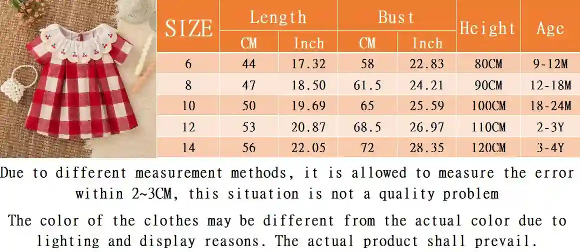 Baby Girl Summer Dress in Red Cherry Plaid