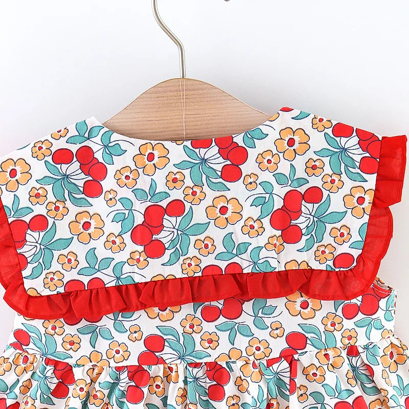 Skye Toddler Girls Floral Dress - Summer Navy Collar Style
