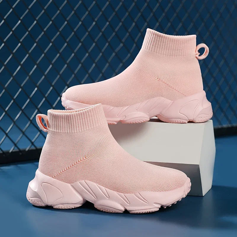 Kids Shoes Girls Sneakers Fashion Knit Luxury Designer High Top Shoes