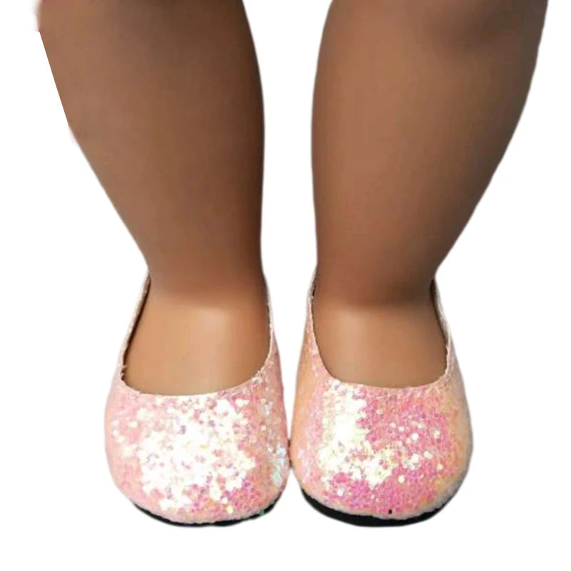 Baby Doll Shoes for 43cm Born Baby Doll Single Shoes Fits for 18" Girl Doll Sequin Shoes Accessories
