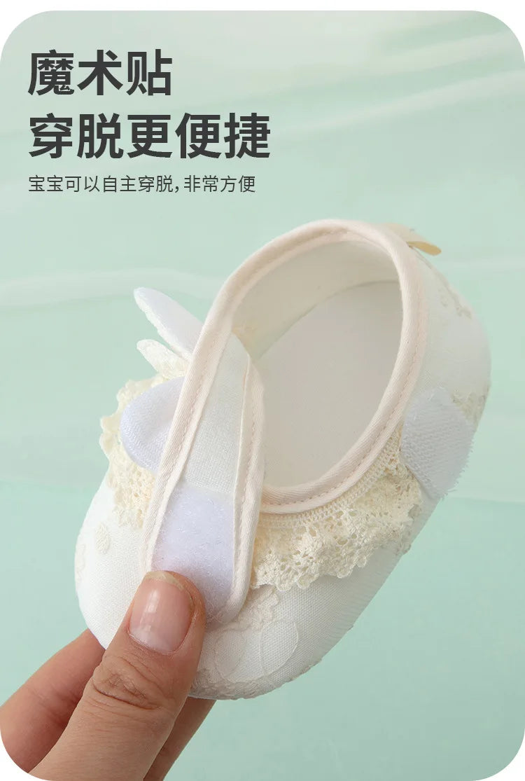 Spring and Summer Baby Toddler Shoes Newborn Baby Girl Princess Shoes 0-2 Years Old  Lace Infant Soft Sole Cute First Walkers