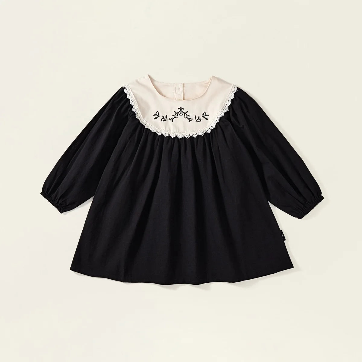Toddler Girls Retro Dress Spring Autumn Cotton Lace Spliced Children Girls Dresses