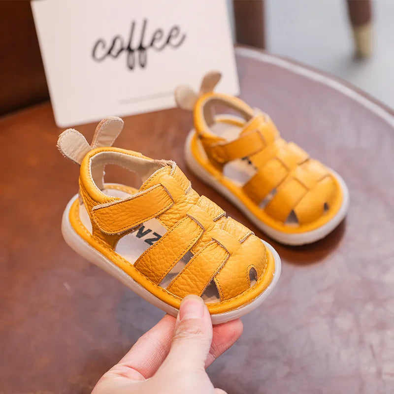 Baby Girls Boys Sandals 2025 Summer Infant Toddler Shoes Genuine Leather Soft-soled School Kids Shoes Children Beach Sandals