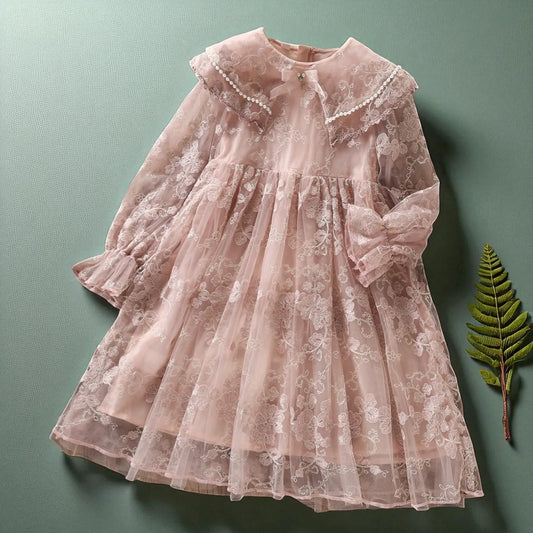 Kids Lace Dresses for Girls Princess Flower Dress Pink Baby Outfits