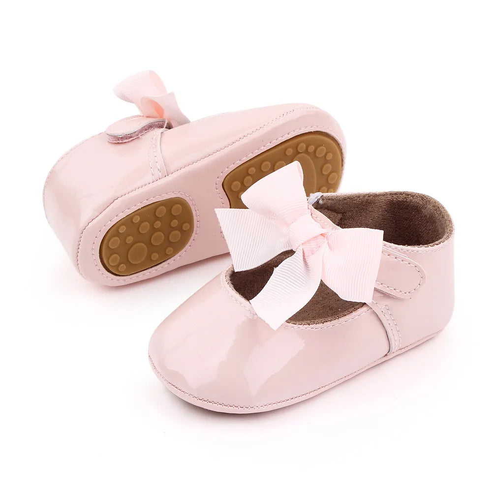 PU Princess Baby Girl Shoes for Newborn for Birth Big Bow Wedding first Walker PU Leather Toddler Girl Shoes 1 Year
