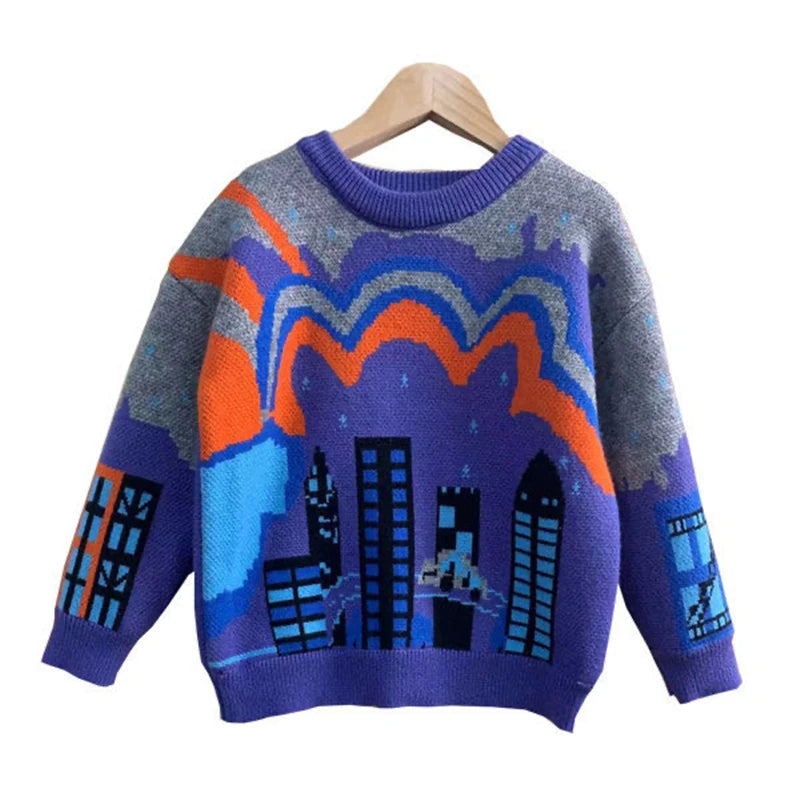 Rodrigo Modern Building Thicken Sweater - GuGuTon baby store - Baby Fashion - Toddlers Outfits - Babies Outfits - Toddler Clothes - Kids Clothing - Newborn Clothes - Newborn Wear - Kids Wear - Trending Clothes - Trending Outfits - Fall Fashion - Winter Fashion - Girls Clothes - Boys Clothes - Babies Wear - Kids Accessories - KidsWear - Summer Clothes - Summer Fashion - Summer Trend - Falls Sweaters - Tops - Bottom - Jeans - Blouse - Dresses - Newborn Dresses - Toys