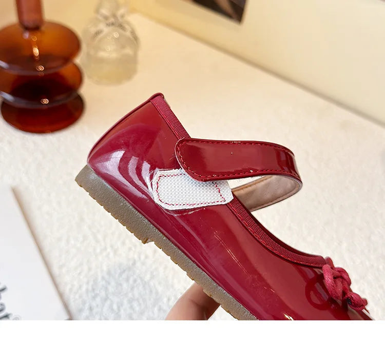 Girls' Princess Shoes Spring  Autumn New Fashion Bow PU Leather Loafer Non-slip School Student Loafer Flats