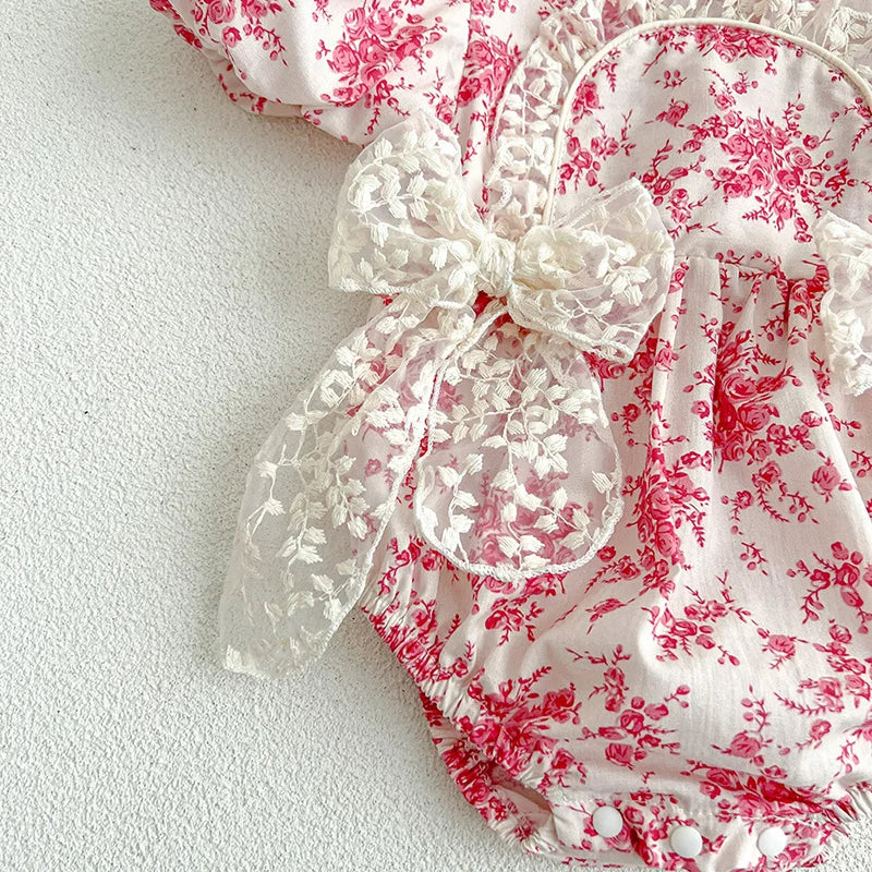 Lace Detail Floral Romper