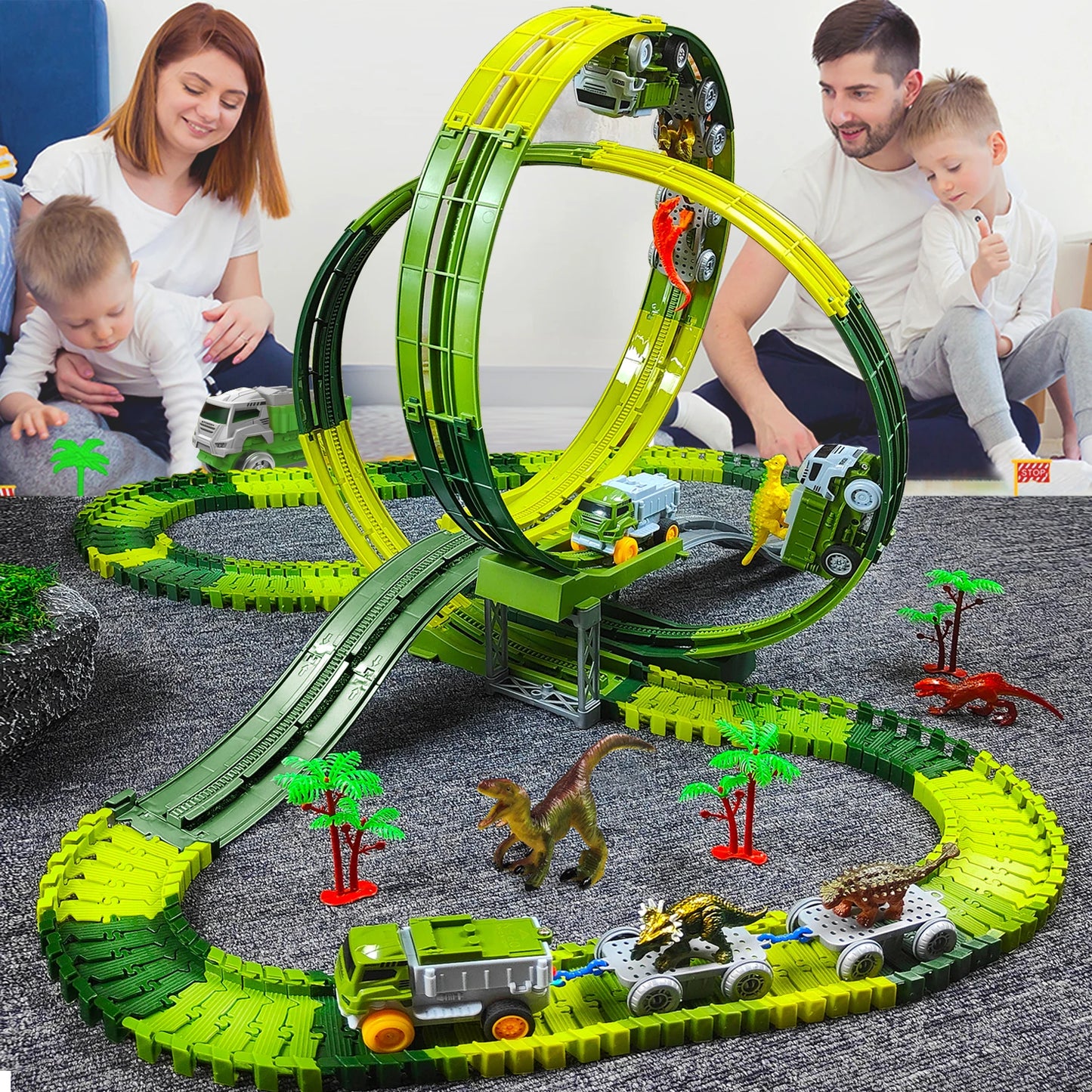 Magic Climbing Track Train Dinosaur World Road Race Flexible Track car