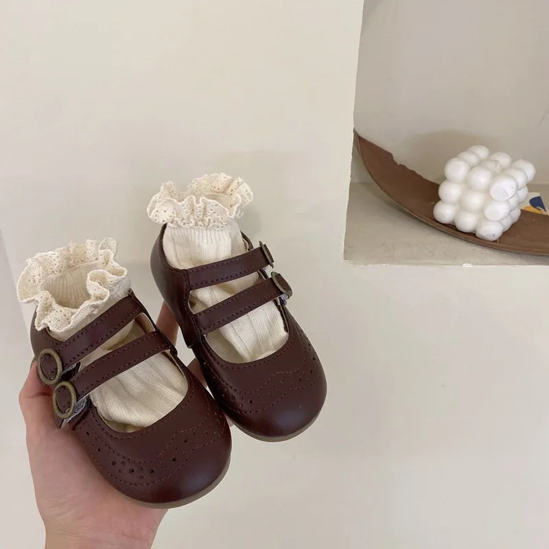 Girls Leather Shoes 2023 Spring Autumn New Versatile Children Retro Princess Shoes