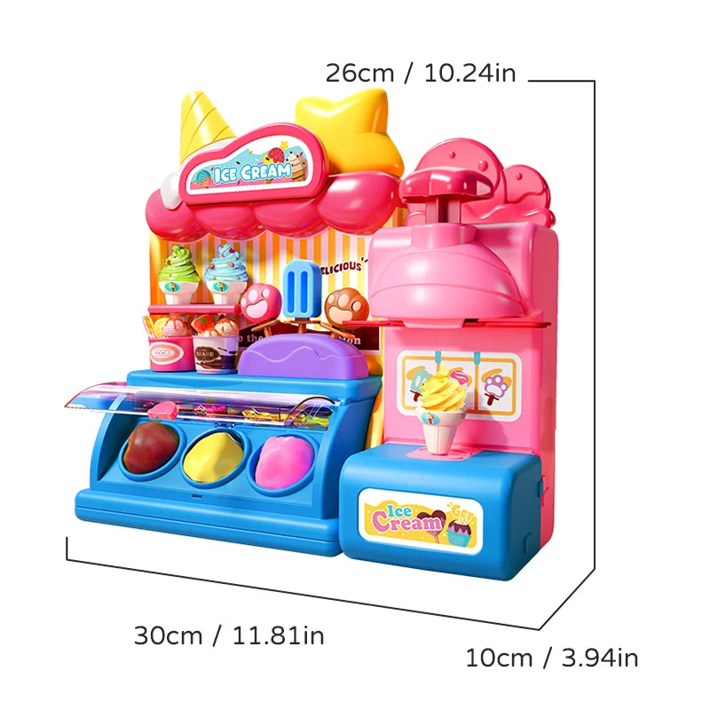 Children Ice Cream Toy for Girl Play Dough Color Machine With Music and Light Boy Toy Food Fake Kids Supermarket 3 Years Gifts