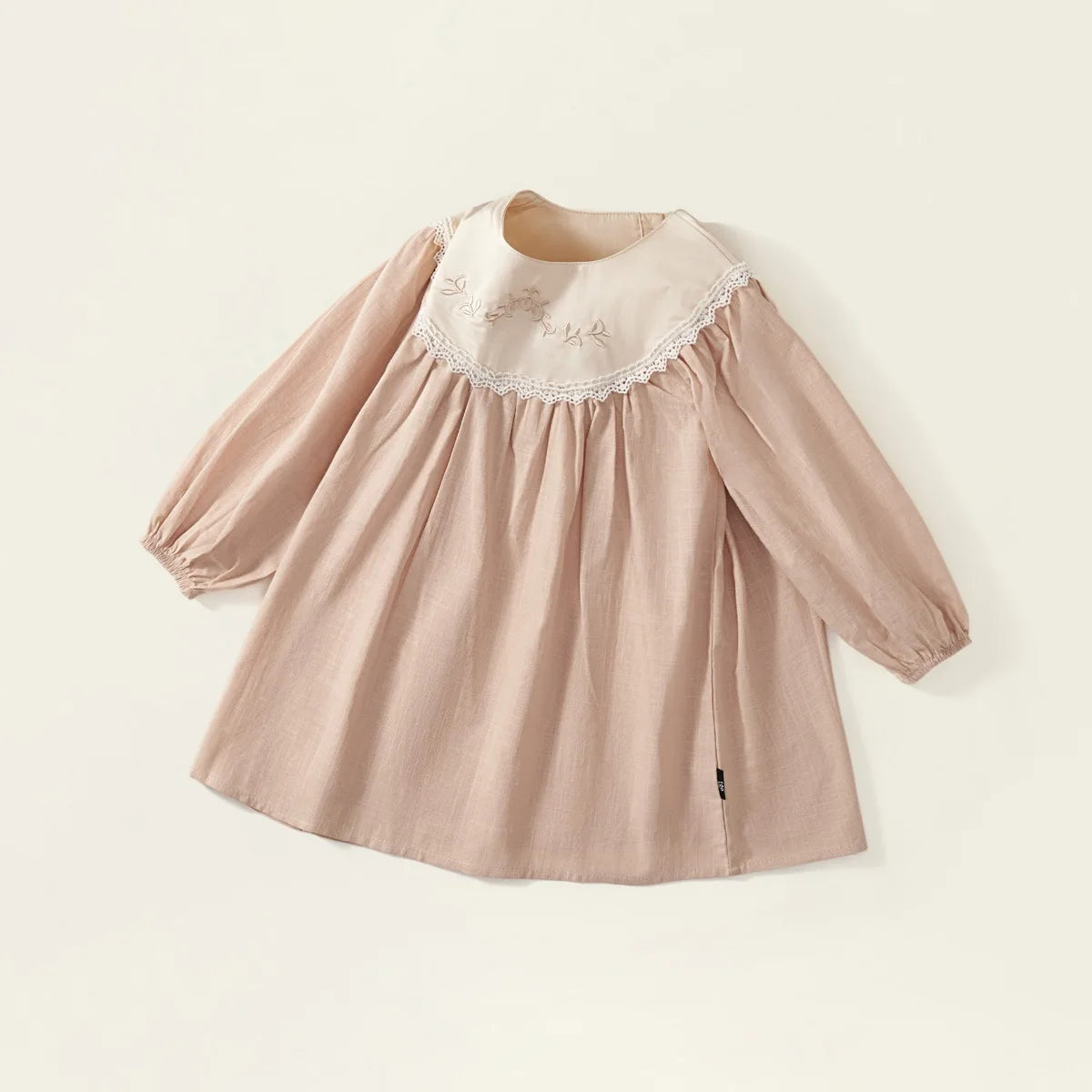 Toddler Girls Retro Dress Spring Autumn Cotton Lace Spliced Children Girls Dresses