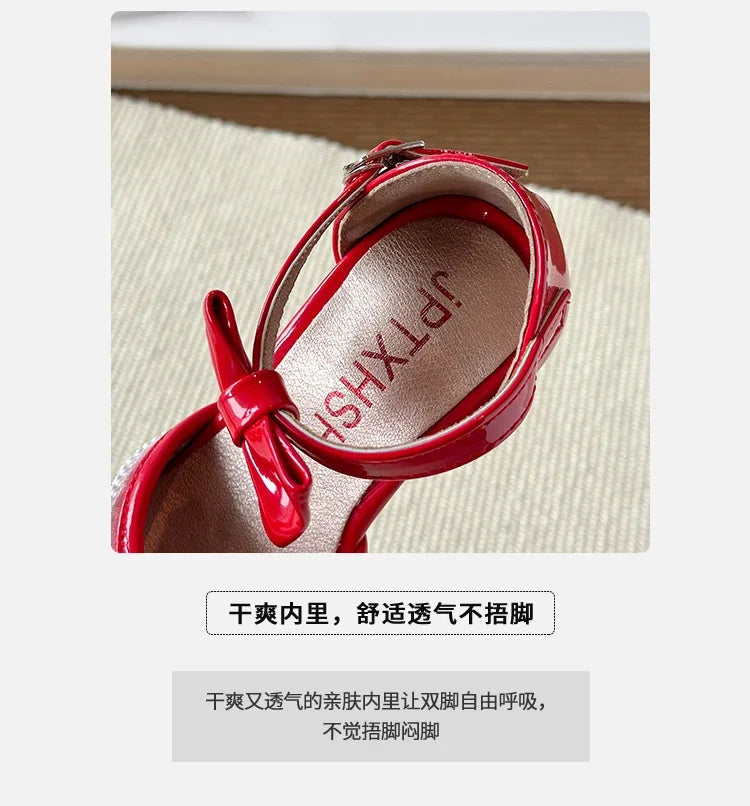 New Leather Shoes Fashion Versatile Comfort Girl Shoe Princess Exquisite Casual High-heeled Sandals Performance Classic Kid Shoe